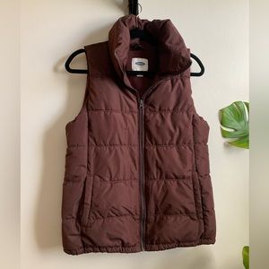 burgundy/brown puffer vest